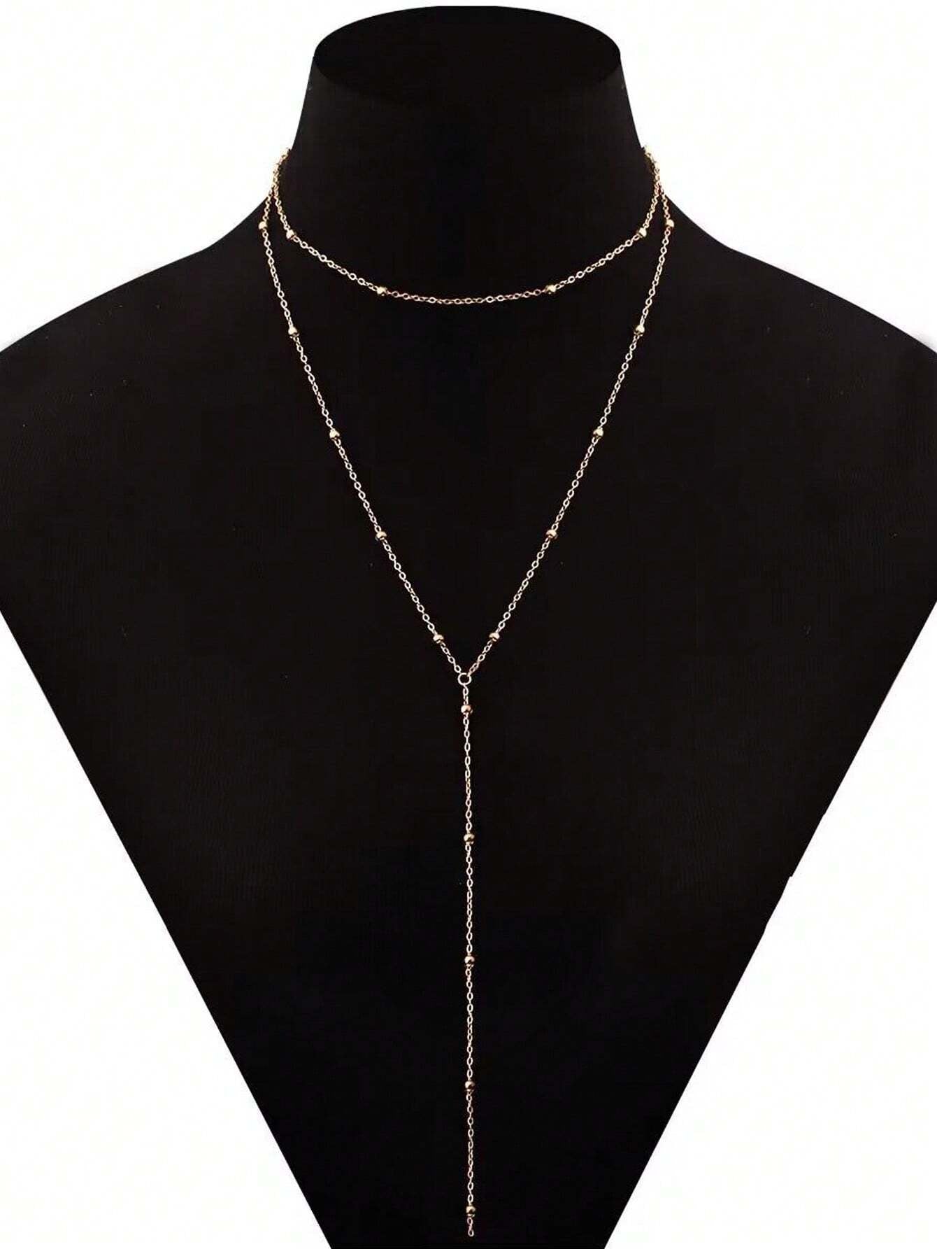 Simple Beaded Geometric Pendant Necklace