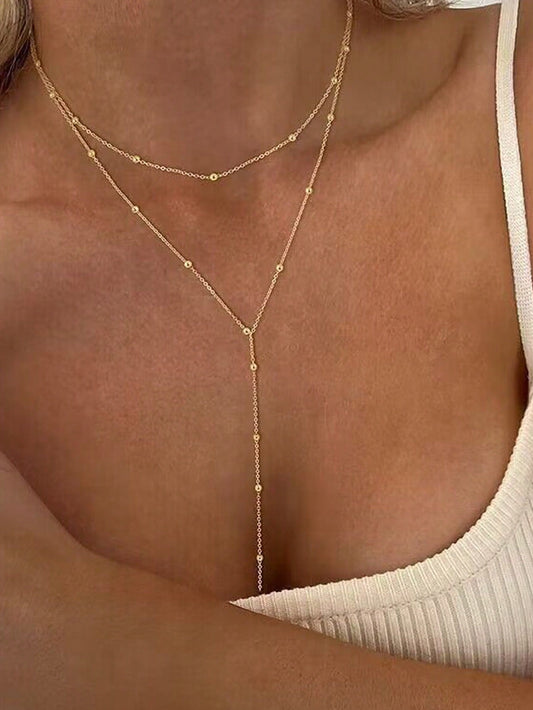 Simple Beaded Geometric Pendant Necklace