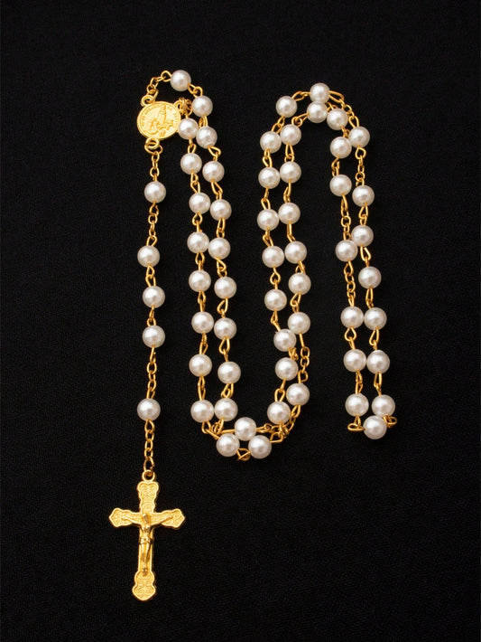 Vintage Wooden Beaded ROSARY Chain 
